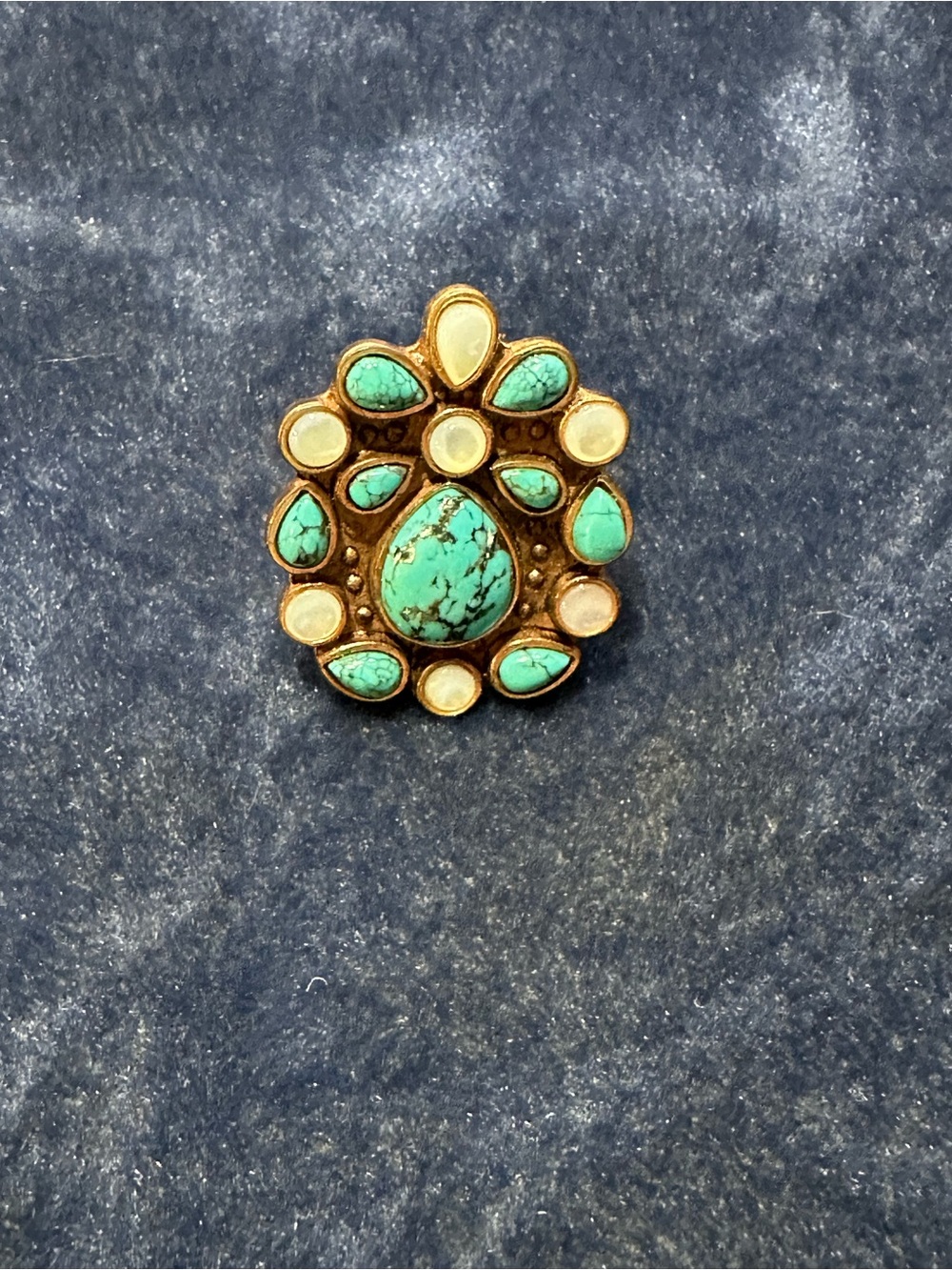 Colleen Lopez Turquoise & Mother-of-Pearl Bronze Cocktail Ring